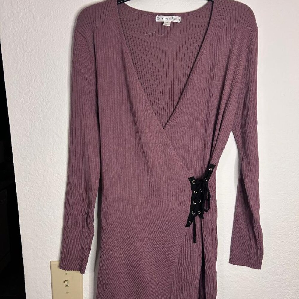 Mauve Surplice Knit Sweater Dress Size XL